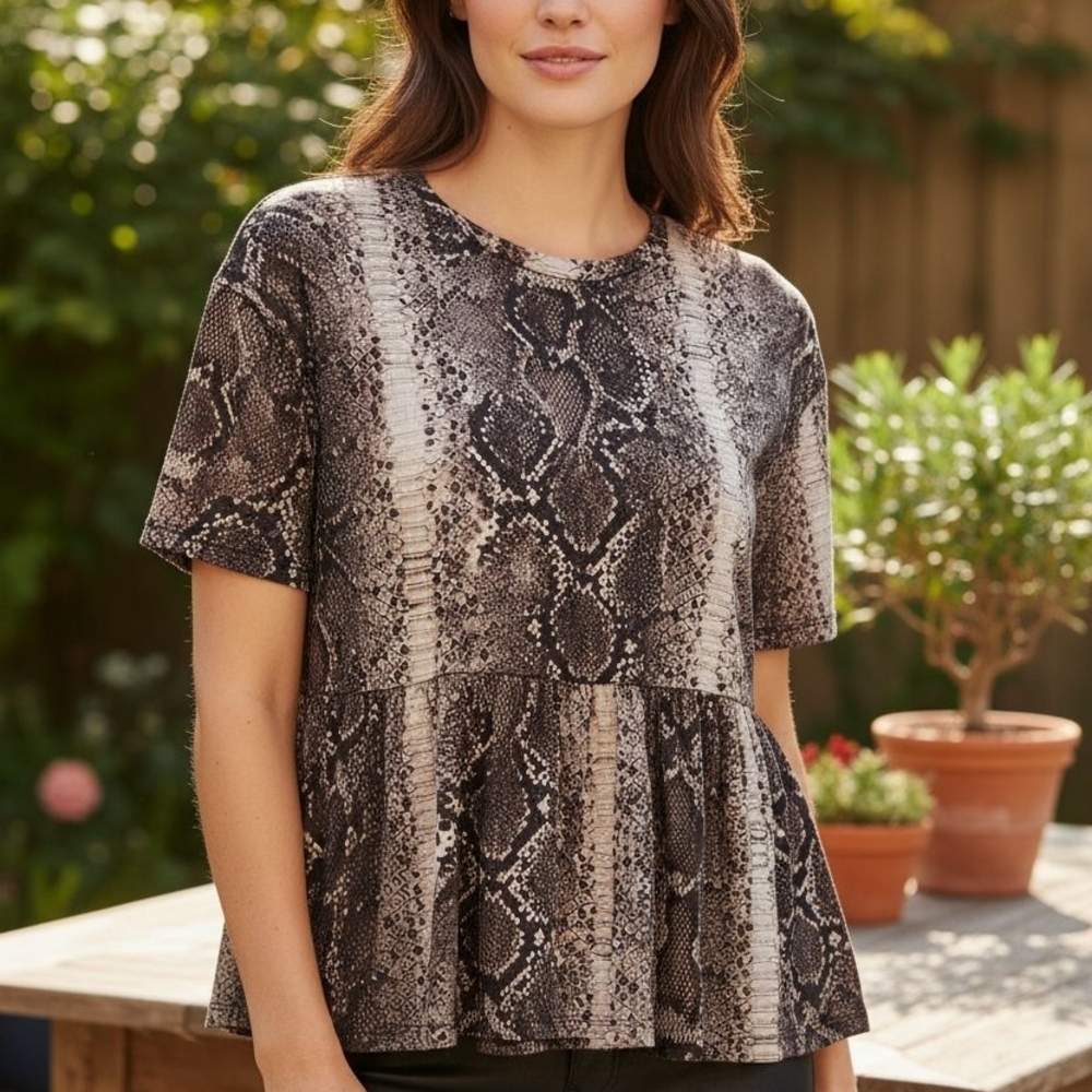Zara Snake Print Babydoll Tunic Top